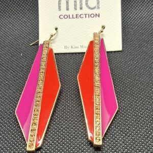 MIA Dangle Earrings- Red/Pink/Gold